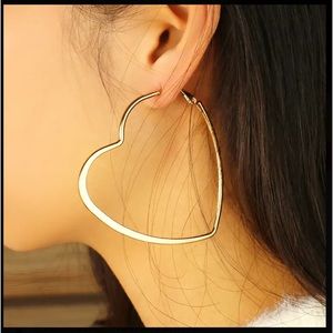 Oversized Gold Heart Shaped Hoop Earrings